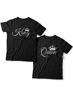 Парные футболки для влюбленных с надписями "King" (Король) и  "Queen" (Королева)