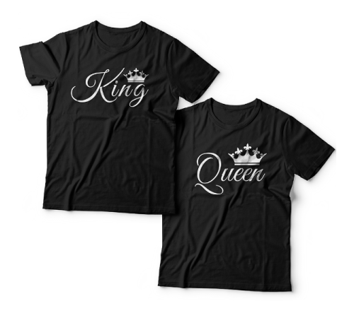 Парные футболки для влюбленных с надписями "King" (Король) и  "Queen" (Королева)