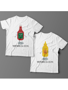 Парные футболки для влюбленных "Partners in crime" ("Партнеры по преступлению")