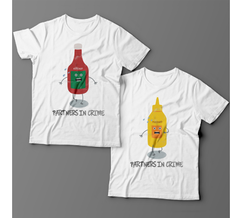 Парные футболки для влюбленных "Partners in crime" ("Партнеры по преступлению")