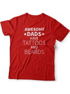 Футболка в подарок для папы с надписью "Awesome dads have tattoos and beards"