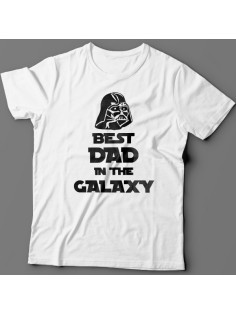 Футболка в подарок для папы с надписью "Best dad in the galaxy"