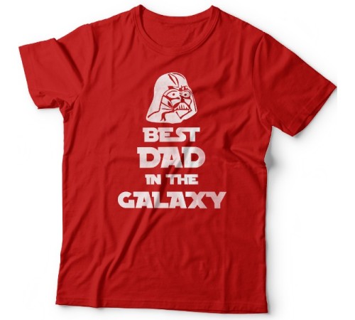 Футболка в подарок для папы с надписью "Best dad in the galaxy"