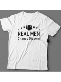 Футболка в подарок для папы с надписью "Real man change diapers" ("Настоящие мужики меняют подгузники")
