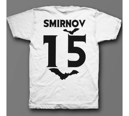 Именная футболка с вампирским шрифтом и летучими мышами #7