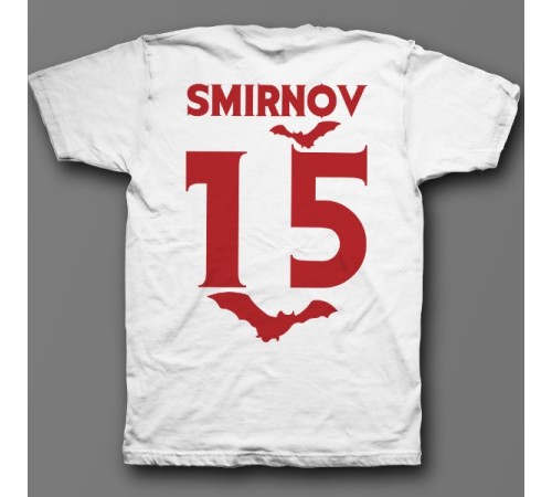 Именная футболка с вампирским шрифтом и летучими мышами #7