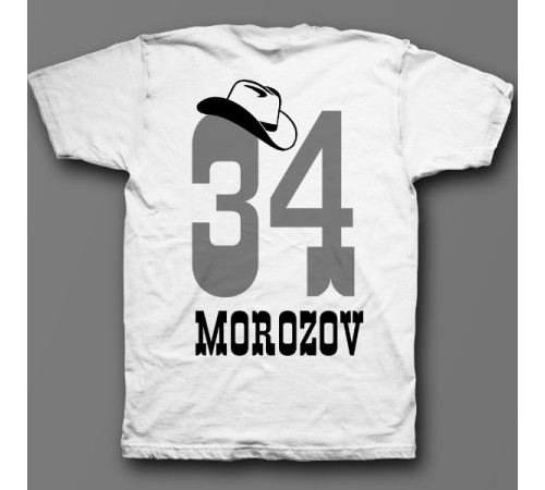 Именная футболка с ковбойским шрифтом и шляпой #12