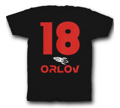 Именная футболка с космическим шрифтом и ракетой #21