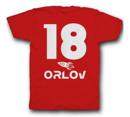 Именная футболка с космическим шрифтом и ракетой #21