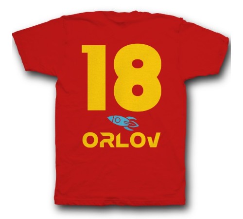 Именная футболка с космическим шрифтом и ракетой #21