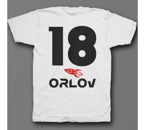 Именная футболка с космическим шрифтом и ракетой #21