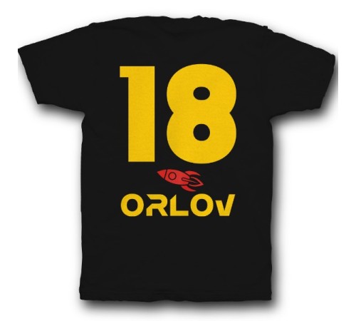 Именная футболка с космическим шрифтом и ракетой #21