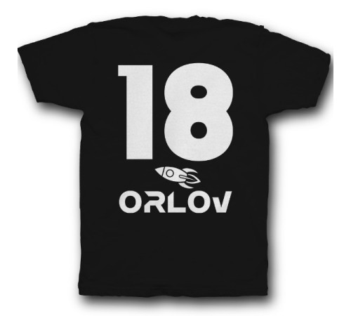 Именная футболка с космическим шрифтом и ракетой #21