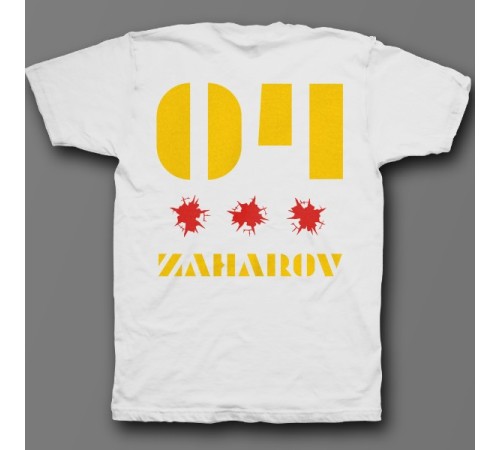 Именная футболка с трафаретным шрифтом и дырками от пуль #26