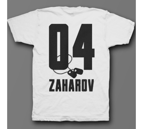 Именная футболка с армейским шрифтом и армейским медальоном #27