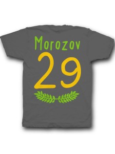 Именная футболка с тонким шрифтом и листьями #35