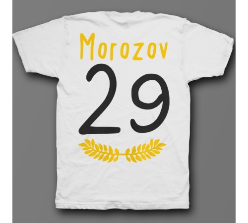 Именная футболка с тонким шрифтом и листьями #35