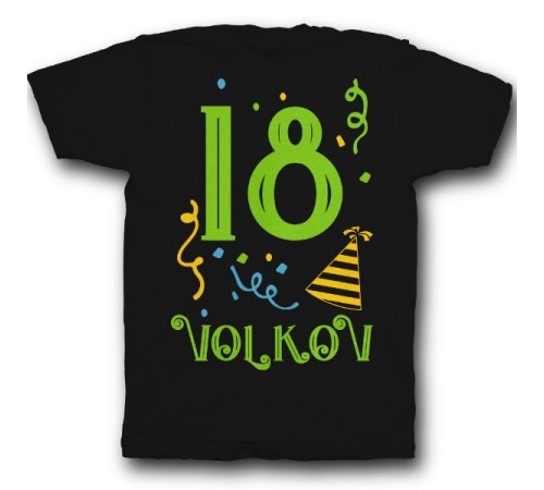 Именная футболка с праздничным шрифтом и конфетти #40