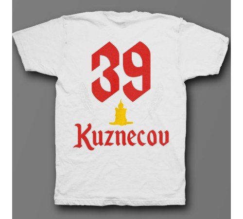 Именная футболка с шрифтом старого времени и свечой #50