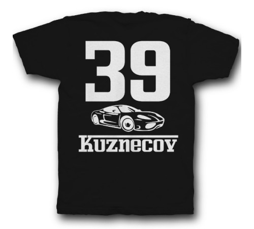 Именная футболка с шрифтом феррари и машиной #49