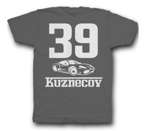 Именная футболка с шрифтом феррари и машиной #49