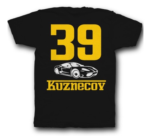 Именная футболка с шрифтом феррари и машиной #49