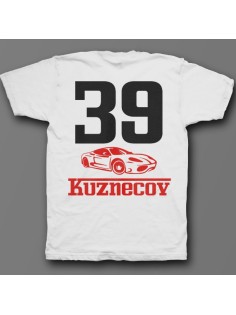 Именная футболка с шрифтом феррари и машиной #49