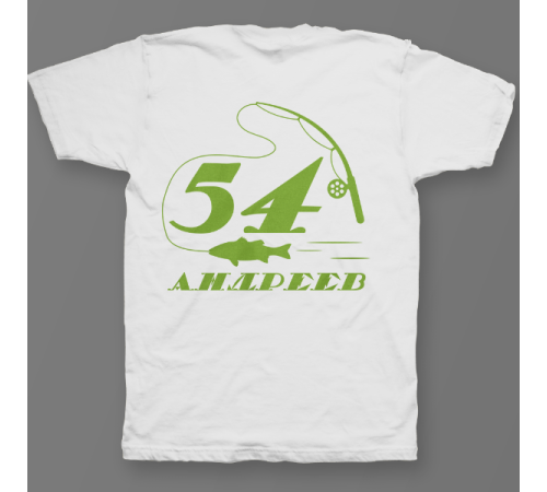 Именная футболка с печатным шрифтом и атрибутами рыбалки #70