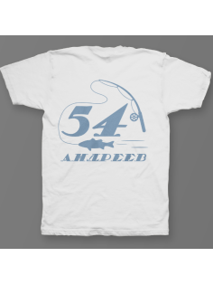 Именная футболка с печатным шрифтом и атрибутами рыбалки #70