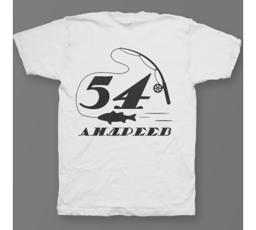 Именная футболка с печатным шрифтом и атрибутами рыбалки #70