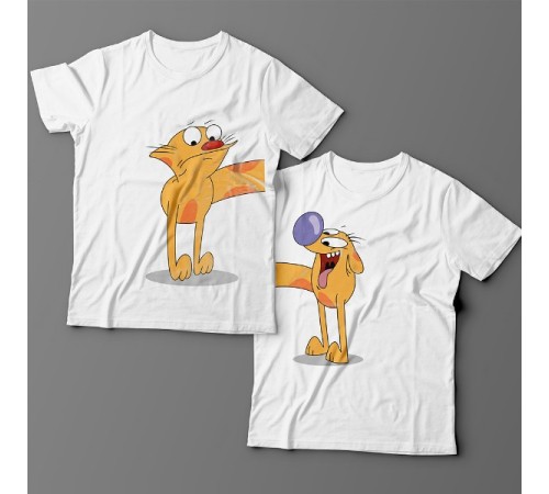 Парные футболки для влюбленных с изображениями персонажей из мультика "Котопёс"