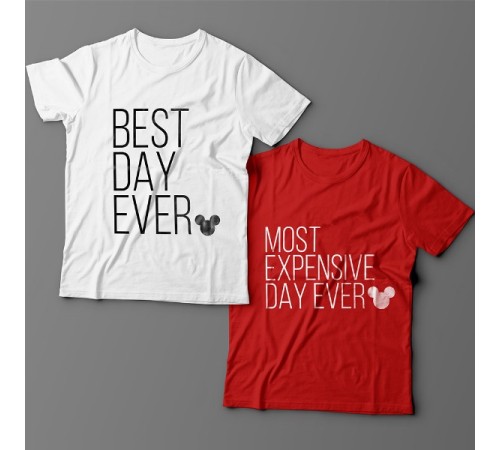 Парные футболки для влюбленных "Best day ever"/"Most expensive day ever"