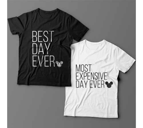 Парные футболки для влюбленных "Best day ever"/"Most expensive day ever"