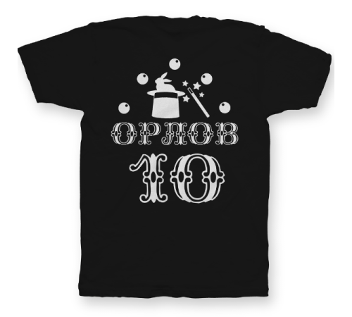 Именная футболка с цирковым шрифтом и атрибутами фокусника #78