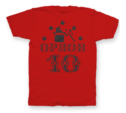 Именная футболка с цирковым шрифтом и атрибутами фокусника #78