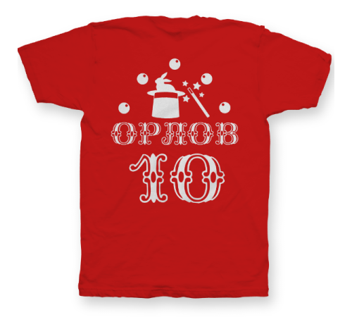 Именная футболка с цирковым шрифтом и атрибутами фокусника #78