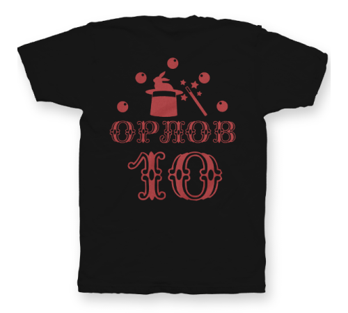 Именная футболка с цирковым шрифтом и атрибутами фокусника #78