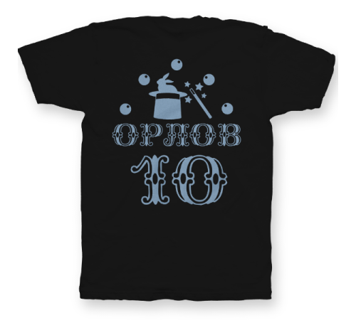 Именная футболка с цирковым шрифтом и атрибутами фокусника #78