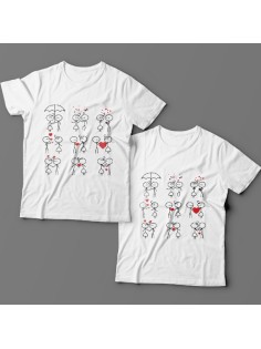 Парные футболки для влюбленных со смешными рисунками влюбленных