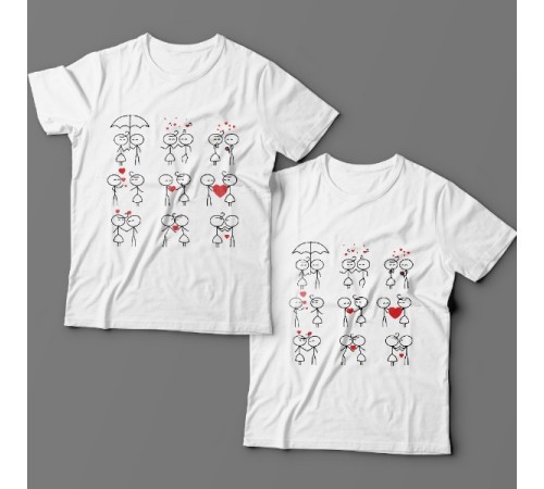 Парные футболки для влюбленных со смешными рисунками влюбленных