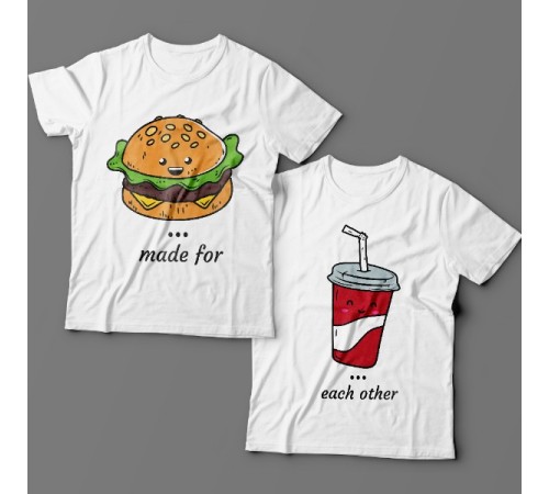 Парные футболки для влюбленных "made for" и "each other"