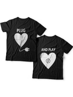 Парные футболки для влюбленных "Plug" и "And play"