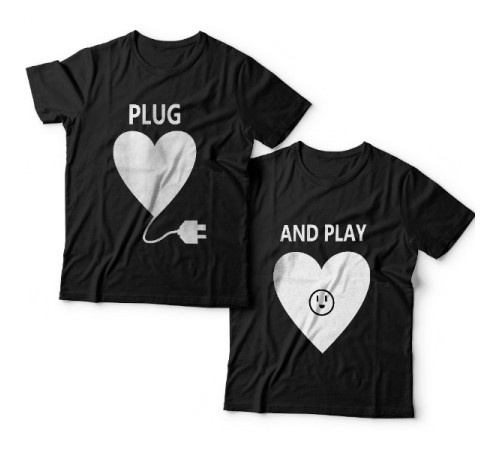 Парные футболки для влюбленных "Plug" и "And play"