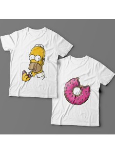 Парные футболки для влюбленных Гомер Симпсон и пончик