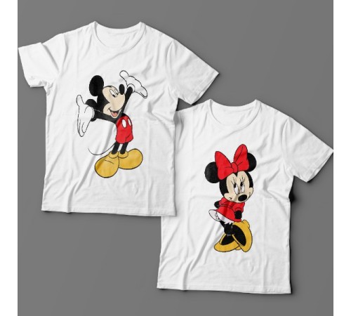 Парные футболки для влюбленных с Микки и Мини Маус