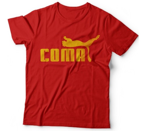 Прикольные футболки с надписью "COMA" ("Кома")