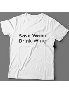 Прикольные футболки с надписью "Save water drink wine" ("Сохрани воду - пей вино")