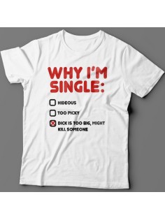 Футболка с прикольной надписью "Why i'm single?" ("Почему я одинок?")