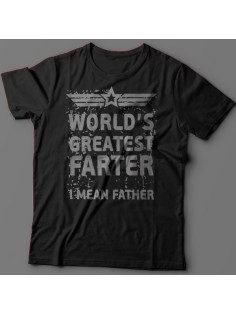 Прикольная футболка с надписью "World's greatest farter. I mean father"