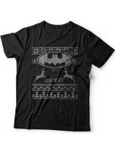 Прикольная футболка с новогодним принтом и знаком бэтмена
